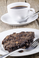 christmas pudding and a cup of coffee