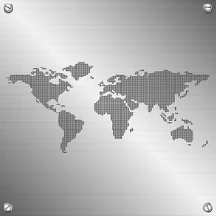 Behangcirkel world map illustration on stainless steel background © vectorshape