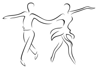 Illustration of couple dancing latin dance cha cha