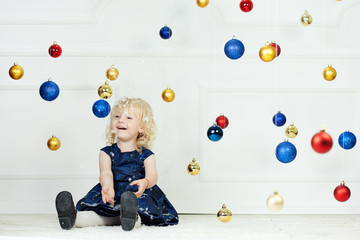 Fototapeta premium Girl at Christmas time at studio