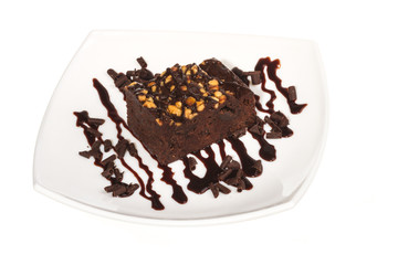 cake truffle with black chocolate sauce