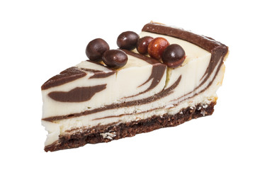cheesecake with chocolate sauce.