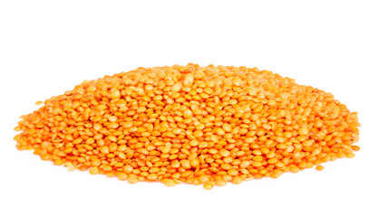 red lentils isolated on white