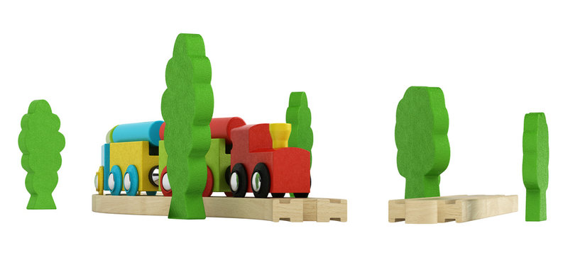 Colourful wooden model train