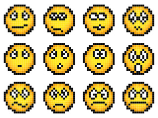 Ensemble de smiley simple vecteur pixel jaune.