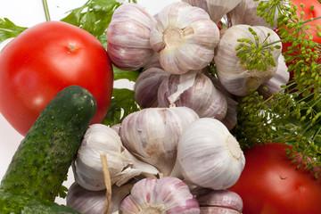 fresh vegetables on the white background