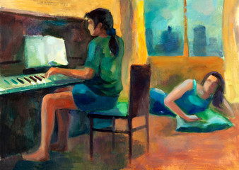 Woman playing the piano