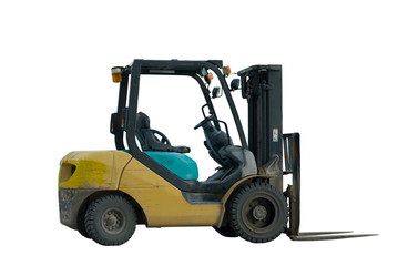 yellow forklift truck