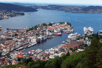 View of Bergen from Mount Floyen, Norway