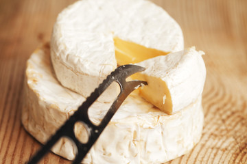 a piece of Brie cheese