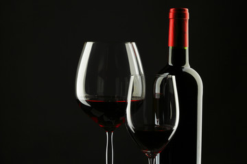 Red Wine Glass silhouette Black Background