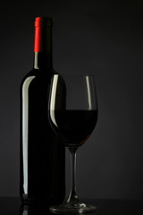 Red Wine Glass silhouette Black Background