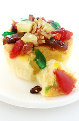 fruit cake isolated on white background