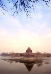 Fototapeta premium turret of the palace museum in sunset at beijing (HRD)