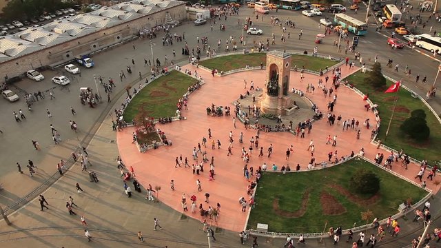 taksim square in istanbul, pan shoot