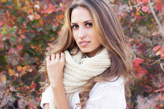 Young beautiful woman wearing winter clothing