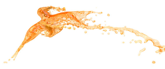 orange splashes collide - isolated on white