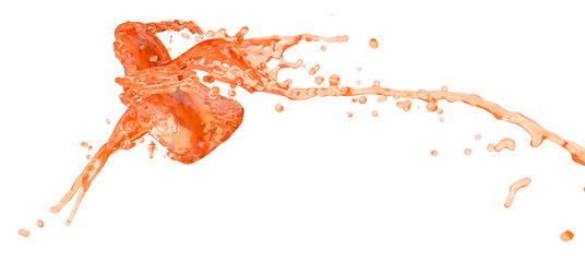 orange color splashes - isolated on white
