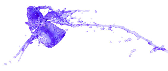 purple splashes collide - isolated on white
