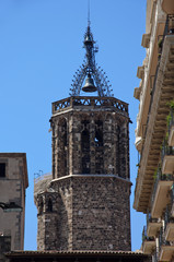 Bell tower in the Gothic quarter. Barcelona, Spain.