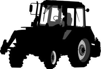 Silhouette of a tractor of road service
