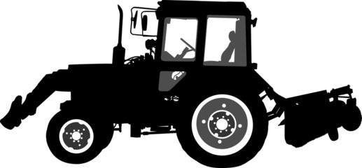 Silhouette of a tractor of road service
