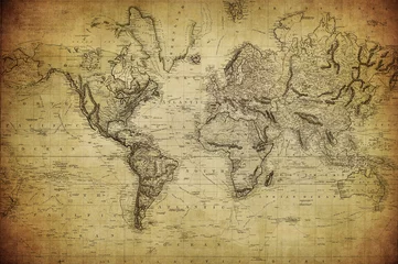 Tableaux ronds sur plexiglas Anti-reflet Carte du monde carte vintage du monde 1814..