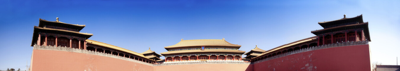 Fototapeta premium Panorama view of The Meridian Gate ,gate of Forbiden city.Beijin