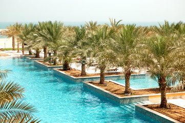 Recreation area of luxury hotel and swimming pool, Ras Al Khaima