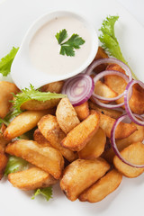 Fried potato wedges