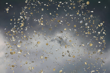 euro coins falling in the sky