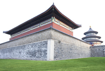 turret and temple of heaven with grass land