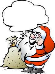 Hand-drawn Vector illustration of an Happy Santa with a sack