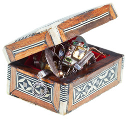 small treasure ancient chest with jewel