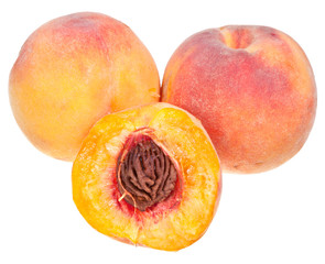 three fresh peaches