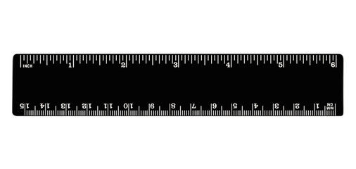 Black ruler isolated inches centimeters imperial metric