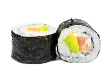 Maki sushi with salmon and avocado