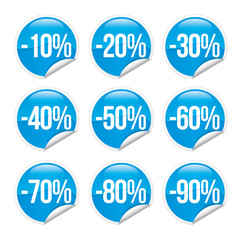 Discount label and sticker / blue