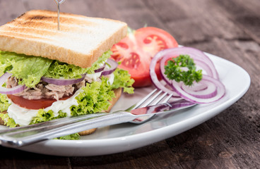 Tuna Sandwich on a plate