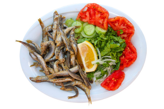 Fried Fishes with Salad