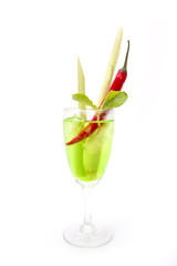 spice cocktail mixed with lemongrass, chili and mint leaf