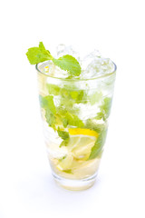 Mojito cocktail mixed with mint,lime and sugar