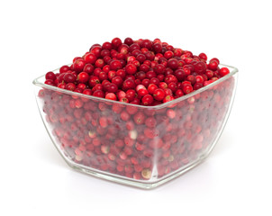 cranberries in a glass bowl