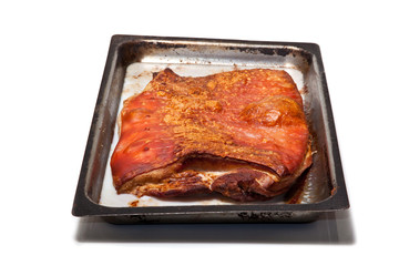 Tray of Cooked belly pork