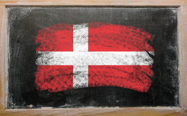 flag of Denmark on blackboard painted with chalk