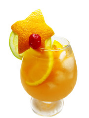 fruit orange punch cocktail drink with ice