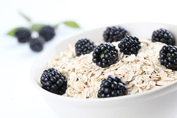 Oatmeal with fresh organic blackberries