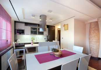 Dining room and kitchen