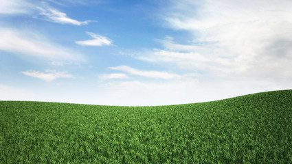 Blue sky and green hill