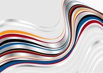 Colored and silver wavy stripes on light background